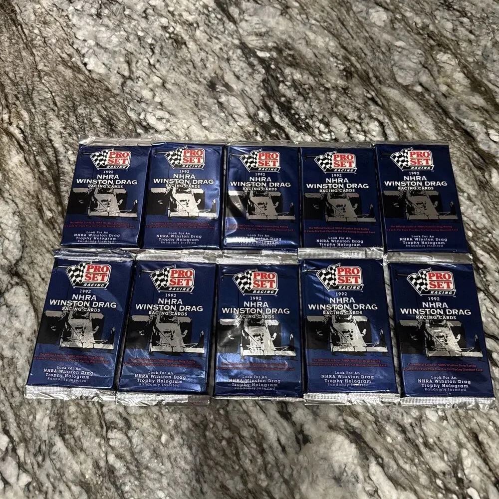 Lot of 10 1992 Pro Set NHRA Winston Drag Racing Cards Factory Sealed Foil Packs